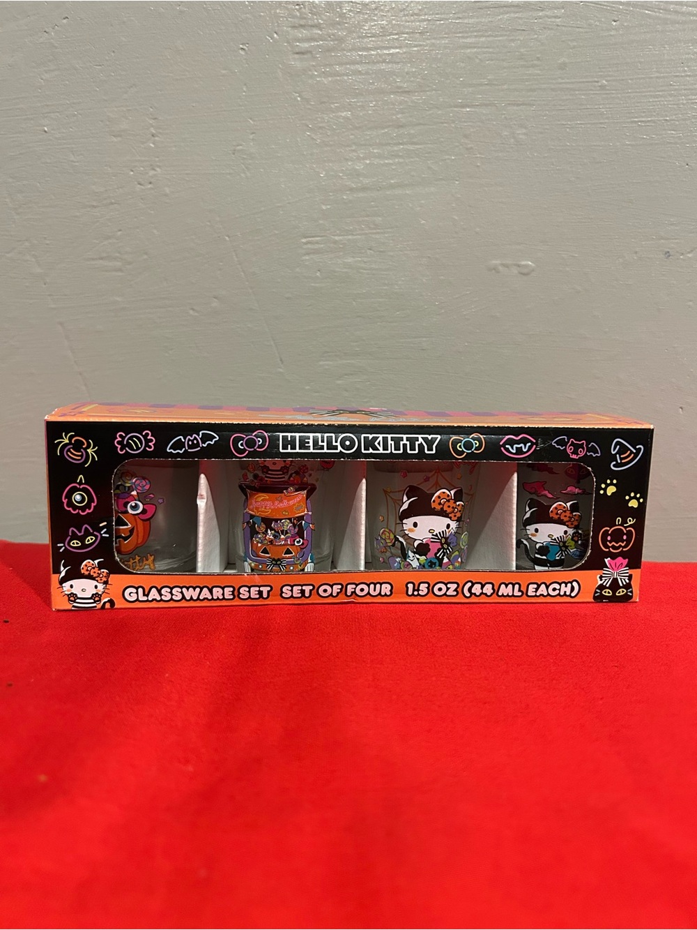 Hello Kitty Halloween Mini Glassware Set - Black, Orange, Pink
